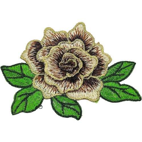 YOOGCORETT 5 Stück Rosen-Aufnäher, bestickt, zum Aufnähen, Blumenborten aus Spitze für Bastelarbeiten, Kleidung, Nähen, Taschen, braun, 10,9 x 7,6 cm YOOGCORETT 5 Stück Rosen-Aufnäher, bestickt, zum Aufnähen, Blumenborten aus Spitze für Bastelarbeiten, Kleidung, Nähen, Taschen, braun, 10,9 x 7,6 cm von YOOGCORETT