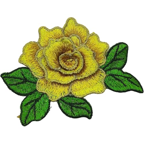 YOOGCORETT 5 Stück Rosenblüten-Aufnäher, bestickt, zum Aufnähen, Applikationen, Blumenborten aus Spitze für Bastelarbeiten, Kleidung, Nähen, Taschen, Gelb, 10,9 x 7,6 cm YOOGCORETT 5 Stück Rosenblüten-Aufnäher, bestickt, zum Aufnähen, Applikationen, Blumenborten aus Spitze für Bastelarbeiten, Kleidung, Nähen, Taschen, Gelb, 10,9 x 7,6 cm von YOOGCORETT
