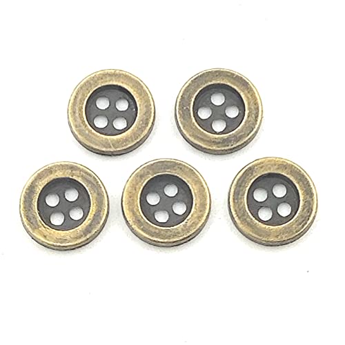 YOOGCORETT 50 Stück Metallknöpfe, Vintage-Stil, runde Knöpfe, 4 Löcher, Bulk für Kleidung, DIY, Handwerk, handgefertigte Knöpfe, Scrapbooking, Nähen, Dekorationen, 10 mm (Antik-Bronze) von YOOGCORETT