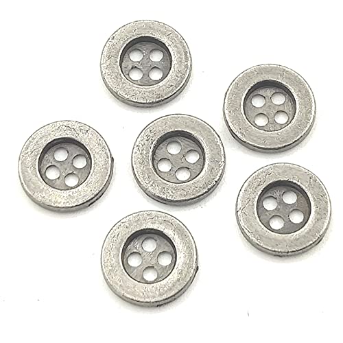 YOOGCORETT 50 Stück Metallknöpfe, Vintage-Stil, runde Knöpfe, 4 Löcher, Bulk für Kleidung, DIY, Handwerk, handgefertigte Knöpfe, Scrapbooking, Nähen, Dekorationen, 13 mm (Antik-Silber) von YOOGCORETT