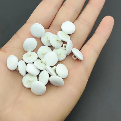 YOOGCORETT 50 Stück elfenbeinfarbene Knöpfe mit Satin-Stoff mit Schaft für Brautkleid, Hochzeitskleid, DIY-Nähen, Scrapbooking, Dekorationen, Knöpfe, 12,5 mm von YOOGCORETT