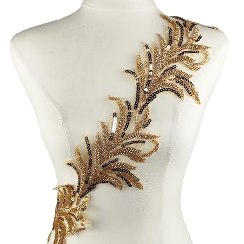 YOOGCORETT 91 cm goldene 3D-Stickerei, Pailletten, Spitze, Applikation, Blumen-Aufnäher, Zierperle für DIY, Nähen, Handwerk, Hochzeitskleid, Dekoration, Zubehör YOOGCORETT 91 cm goldene 3D-Stickerei, Pailletten, Spitze, Applikation, Blumen-Aufnäher, Zierperle für DIY, Nähen, Handwerk, Hochzeitskleid, Dekoration, Zubehör von YOOGCORETT