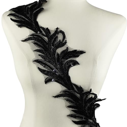 YOOGCORETT 91 cm schwarze 3D-Stickerei, Pailletten-Spitzenapplikation, Blumen-Aufnäher, Zierperle für DIY, Nähen, Basteln, Hochzeitskleid, Dekoration, Zubehör YOOGCORETT 91 cm schwarze 3D-Stickerei, Pailletten-Spitzenapplikation, Blumen-Aufnäher, Zierperle für DIY, Nähen, Basteln, Hochzeitskleid, Dekoration, Zubehör von YOOGCORETT