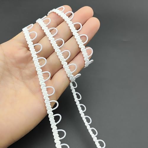 YOOGCORETT Elfenbeinfarbene geflochtene Bordüre, 9,1 m, elastische Knopfschlaufe, Basteln, Nähen, Braut, Hochzeitskleid, Knopfschlaufe YOOGCORETT Elfenbeinfarbene geflochtene Bordüre, 9,1 m, elastische Knopfschlaufe, Basteln, Nähen, Braut, Hochzeitskleid, Knopfschlaufe von YOOGCORETT
