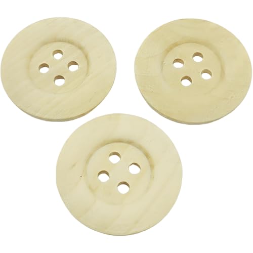 YOOGCORETT Große Holzknöpfe mit 4 Löchern, Vintage-Stil, rund, Naturfarben, 50 mm, 15 Stück YOOGCORETT Große Holzknöpfe mit 4 Löchern, Vintage-Stil, rund, Naturfarben, 50 mm, 15 Stück von YOOGCORETT