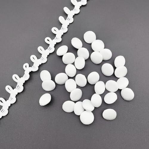 YOOGCORETT Knöpfe mit Knopfloch, elfenbeinfarben, Satin, Stoff, mit Knopfloch, Set für Brautkleid, Hochzeitskleid, Nähen, Kleidung, Zubehör, 12,5 mm, 30 Stück YOOGCORETT Knöpfe mit Knopfloch, elfenbeinfarben, Satin, Stoff, mit Knopfloch, Set für Brautkleid, Hochzeitskleid, Nähen, Kleidung, Zubehör, 12,5 mm, 30 Stück von YOOGCORETT