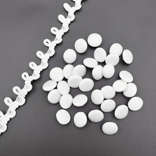 YOOGCORETT Knöpfe mit Knopfloch, für Brautkleid, Hochzeitskleid, Nähen, Kleidung, Zubehör, 12,5 mm, Weiß, 30 Stück YOOGCORETT Knöpfe mit Knopfloch, für Brautkleid, Hochzeitskleid, Nähen, Kleidung, Zubehör, 12,5 mm, Weiß, 30 Stück von YOOGCORETT