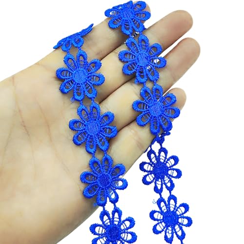 YOOGCORETT Spitzenband mit Gänseblümchen-Motiv, bestickte Applikation, Blumenborte für Heimwerker, Nähen, Kleidung, Handwerk, Hochzeitskleid, Dekoration, Königsblau, 2,5 cm YOOGCORETT Spitzenband mit Gänseblümchen-Motiv, bestickte Applikation, Blumenborte für Heimwerker, Nähen, Kleidung, Handwerk, Hochzeitskleid, Dekoration, Königsblau, 2,5 cm von YOOGCORETT