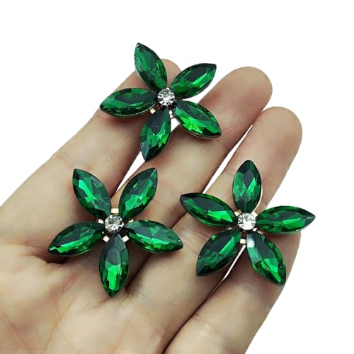 YOOGCORETT Strass-Blumenknöpfe, flache Rückseite, Verzierungen, zum Aufnähen, für Bastelarbeiten, Taschen, Schuhe, Kleider, Dekoration, 31 x 30 mm, Grün, 5 Stück YOOGCORETT Strass-Blumenknöpfe, flache Rückseite, Verzierungen, zum Aufnähen, für Bastelarbeiten, Taschen, Schuhe, Kleider, Dekoration, 31 x 30 mm, Grün, 5 Stück von YOOGCORETT
