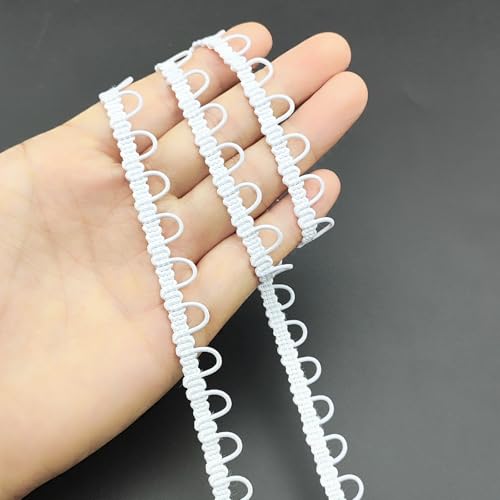 YOOGCORETT Weiße geflochtene Bordüre, 9,1 m, elastische Knopfschlaufe, Basteln, Nähen, Braut, Hochzeitskleid, Knopfschlaufe YOOGCORETT Weiße geflochtene Bordüre, 9,1 m, elastische Knopfschlaufe, Basteln, Nähen, Braut, Hochzeitskleid, Knopfschlaufe von YOOGCORETT
