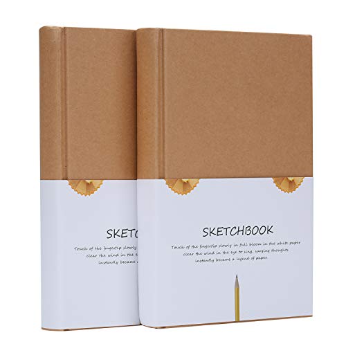 YOOMONA 2er dicke Leeres Notizbuch, ungefütterte Tagebücher, Skizzenbücher für das Klassenzimmer, Gastgeschenke, Kraft Cover, 100 gsm, 120 Blatt, 5,5 x 8,3 Zoll, A5 Größe von YOOMONA