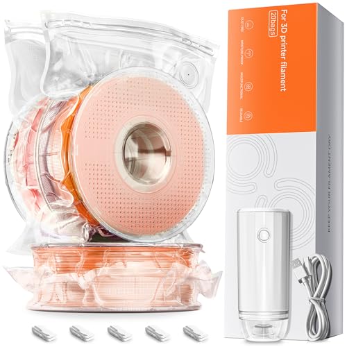 YOOPAI Filament Vakuumbeutel Kit mit Automatische Pumpe, 20 Filament Aufbewahrung Beutel 38 * 33 cm 1.75mm 3D-Druck Filamente, Upgrade-Ventil Dichtung Clips, Staub- und Feuchtigkeitsschutz von YOOPAI