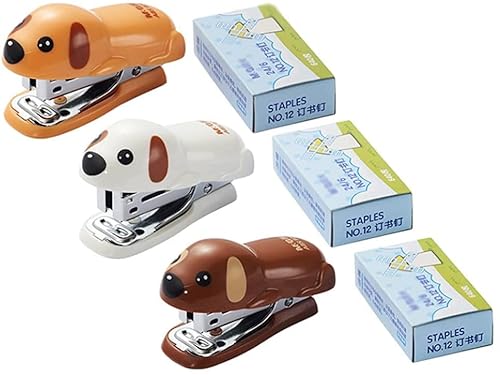 Hefter Kleiner Hundehefter for 20 Blatt Kapazität Mit 640 Stück Heftklammern for Büroklammern Hefter for Den Schreibtisch Nettes Geschenk for Freunde Tacker Büro (Color : 3pcs) von YOOPKA