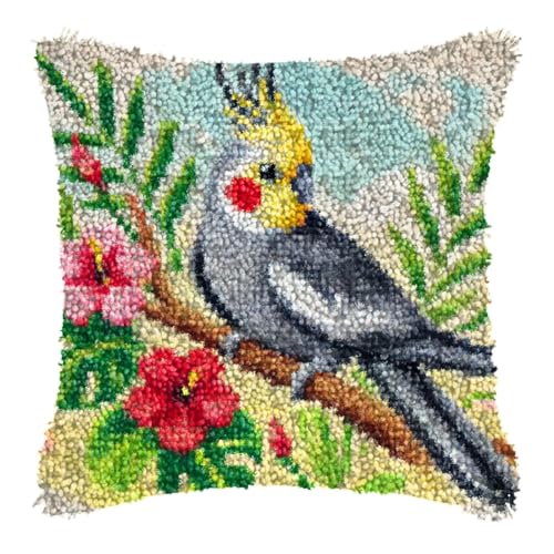 YOOTOM Knüpfhaken Kissen Kits für Kinder,DIY Knüpfteppich Zum Selber Knüpf-Sets Kissenbezug Teppich Stickerei Set,Christmas Latch Hook Pillowcase Kits 43x43cm von YOOTOM