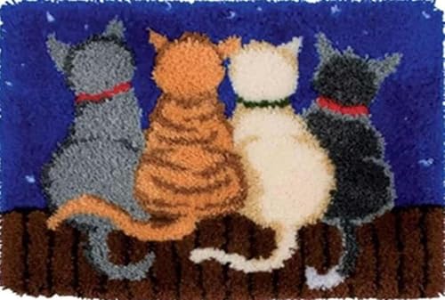 YOOTOM Knüpfteppich zum Selber Knüpfen Knüpf-Sets mit Vorgedrucktes Muster,DIY Weihnachten Knüpfsets Kreuzstich Teppich Latch Hook Rug Kits 50x38cm von YOOTOM