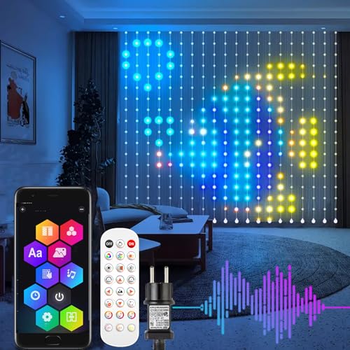 YOOULIT Smart Lichtervorhang 2x2M, IP65 Wasserdicht Curtain Lights, LED Vorhang Lichterkette mit 400 LED, Fernbedienung und APP Steuerung, DIY Lichtmuster Lichterketten Vorhang für Party Hochzeit YOOULIT Smart Lichtervorhang 2x2M, IP65 Wasserdicht Curtain Lights, LED Vorhang Lichterkette mit 400 LED, Fernbedienung und APP Steuerung, DIY Lichtmuster Lichterketten Vorhang für Party Hochzeit von YOOULIT