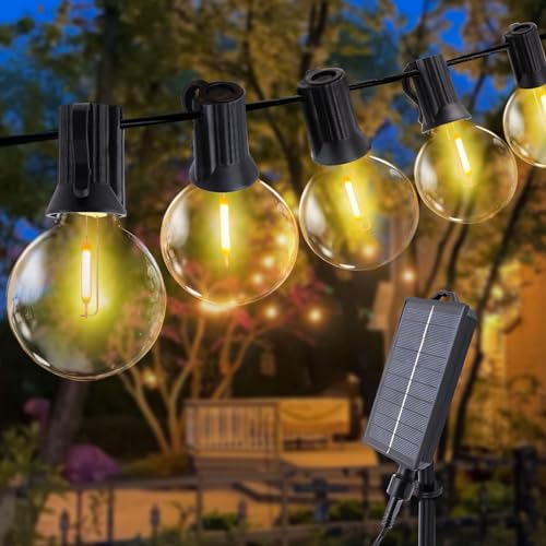 YOOULIT Solar Lichterkette Aussen,15M G40 LED Lichterkette Glühbirnen Außen,25+1 Plastik Birnen Wasserdicht IP44 für Garten, Terrasse, Balkon,Party Deko, 2700K Warmes Weiß von YOOULIT