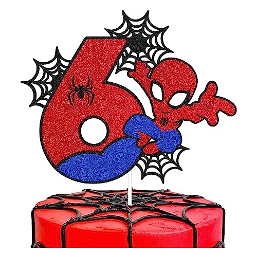 YOOYEH 1 Stück Spinnen-Party-Kuchendekoration, Cartoon-Film-Thema, Happy Birthday-Partyzubehör, Dekorationen für Jungen und Mädchen, Dekorationen (1.) (1.) (6.) von YOOYEH