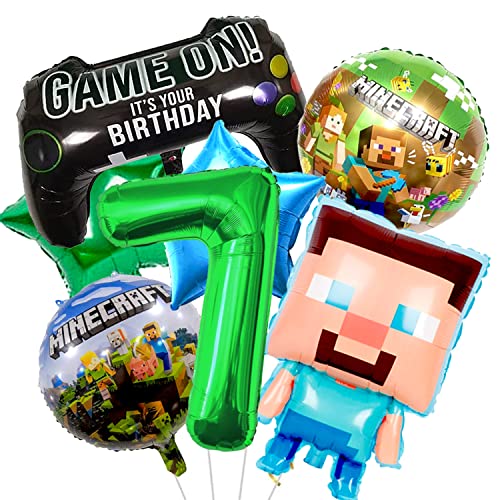 YOOYEH 7 Stück Folienballons, 1 Ballon Zahl 7, 81,3 cm, Partyzubehör, Dekorationen für Jungen und Mädchen, Superhelden-Dekorationen (7. Geburtstag) von YOOYEH