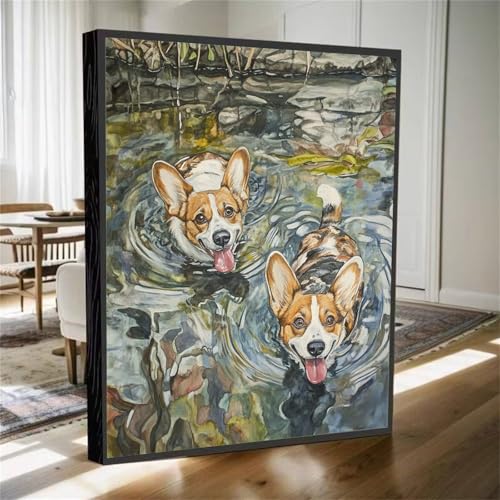 5D Diamond Painting Tier Diamant Painting Bilder Corgi Diamanten Malerei Stickerei Kreuzstich Set, DIY Vollbohrer Diamant Malerei Kinder Bastelset Mädchen Geschenke, für Haus Wanddeko 80x60cm M-592 von YOOYLLCY