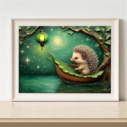 5D Diamond Painting Tier Diamant Painting Bilder Igel Diamanten Malerei Stickerei Kreuzstich Set, DIY Vollbohrer Diamant Malerei Kinder Bastelset Mädchen Geschenke, für Haus Wanddeko 80x60cm M-576 von YOOYLLCY