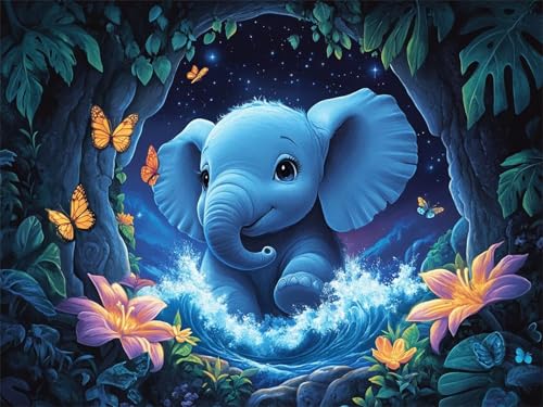 Diamond Painting Elefant Diamond Painting Kinder, Diamant Kunst Schmetterling Diamant Malerei Set Cross Stickerei Malerei Set, DIY Bastelset Erwachsene Geschenke, für Wohnzimmer Deko 100x70 cm K-789 Diamond Painting Elefant Diamond Painting Kinder, Diamant Kunst Schmetterling Diamant Malerei Set Cross Stickerei Malerei Set, DIY Bastelset Erwachsene Geschenke, für Wohnzimmer Deko 100x70 cm K-789 von YOOYLLCY