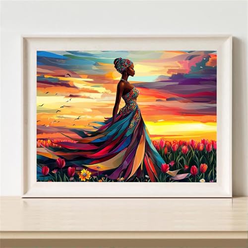 Diamond Painting Erwachsene, Diamant Painting Bilder Afrika Diamant Kunst Bilder Kinder Anfänger, 5D DIY Frau Vollbohrer Diamanten Malerei Stickerei Kreuzstich Geschenke Home Wand Dekor 70x50cm M-625 von YOOYLLCY