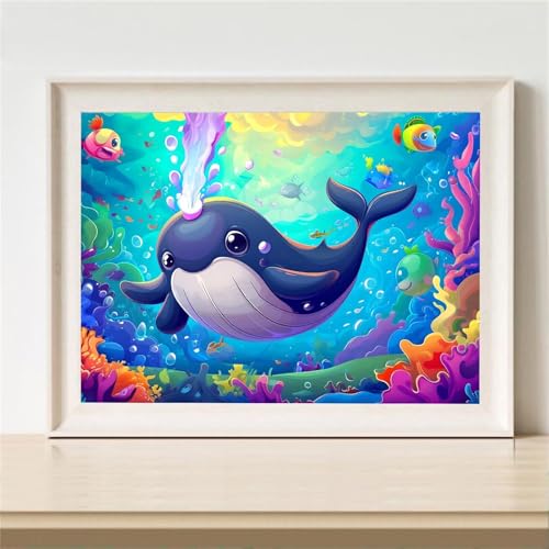 Diamond Painting Erwachsene, Diamant Painting Bilder Karikatur Diamant Kunst Bilder Kinder Anfänger, 5D DIY Delphin Diamanten Malerei Stickerei Kreuzstich Geschenke Home Wand Dekor 70x50cm M-572 von YOOYLLCY