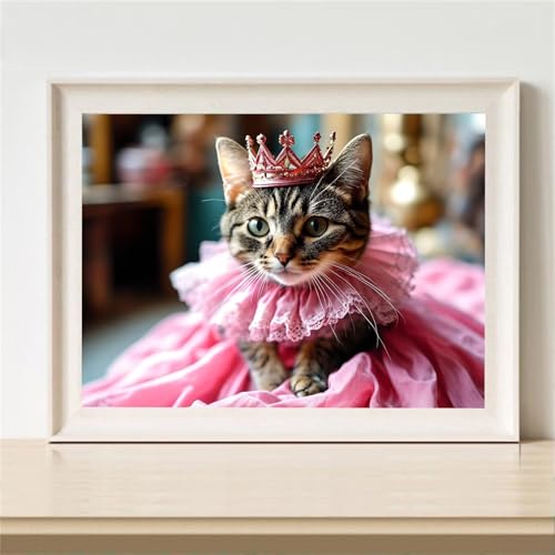 Diamond Painting Erwachsene, Diamant Painting Bilder Rosa Diamant Kunst Bilder Kinder Anfänger, 5D DIY Katze Vollbohrer Diamanten Malerei Stickerei Kreuzstich Geschenke Home Wand Dekor 70x50cm M-627 von YOOYLLCY