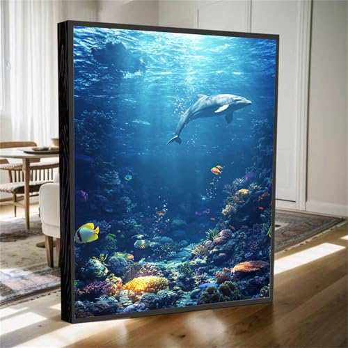 Diamond Painting Erwachsene, Diamant Painting Bilder Tier Diamant Kunst Bilder Kinder Anfänger, 5D DIY Delphin Vollbohrer Diamanten Malerei Stickerei Kreuzstich Geschenke Home Wand Dekor 70x50cm M-586 von YOOYLLCY