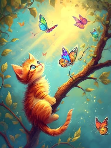 Diamond Painting Erwachsene Schmetterling Diamant Painting Bilder Katze 30x40 cm 5D Diamanten Malerei Stickerei Bastelset Kinder Zubehör, für Wand Dekoration, Weihnachtsgeschen 8-10 Jahre K-9624 Diamond Painting Erwachsene Schmetterling Diamant Painting Bilder Katze 30x40 cm 5D Diamanten Malerei Stickerei Bastelset Kinder Zubehör, für Wand Dekoration, Weihnachtsgeschen 8-10 Jahre K-9624 von YOOYLLCY
