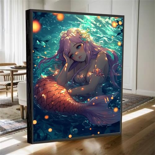 Diamond Painting Karikatur Diamant Painting Bilder Kinder Meerjungfrau Diamant Malerei Set, DIY Mosaikherstellung Bastelset Erwachsene, 5D Diamantmalerei Bilder Arts als Geschenk 100x70cm M-573 von YOOYLLCY