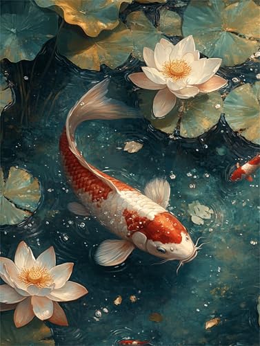 Diamond Painting Lotus Diamond Painting Kinder, 5D Diamant Kunst Goldfisch Diamant Malerei Set Cross Stickerei Malerei Set, DIY Bastelset Erwachsene Geschenke, für Wohnzimmer Deko 30x20 cm K-163 Diamond Painting Lotus Diamond Painting Kinder, 5D Diamant Kunst Goldfisch Diamant Malerei Set Cross Stickerei Malerei Set, DIY Bastelset Erwachsene Geschenke, für Wohnzimmer Deko 30x20 cm K-163 von YOOYLLCY