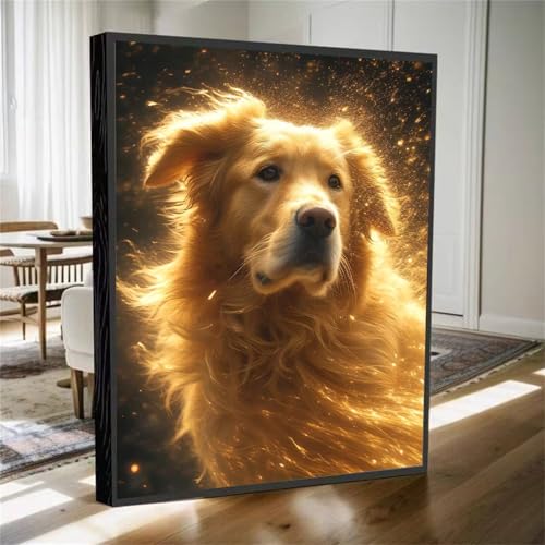 Diamond Painting Tier Diamant Painting Bilder Kinder Golden Retriever Diamant Malerei Set, DIY Mosaikherstellung Bastelset Erwachsene, 5D Diamantmalerei Bilder Arts für Home Wand Décor 60x45cm M-589 von YOOYLLCY
