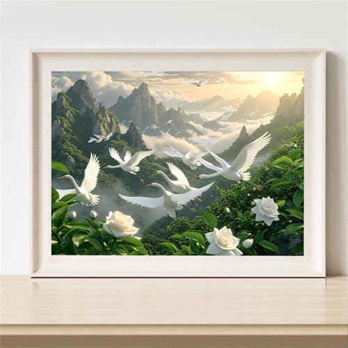 Diamond Painting Wildgans Diamant Painting Bilder Kinder Landschaft Diamant Malerei Set, DIY Mosaikherstellung Bastelset Erwachsene, 5D Diamantmalerei Bilder Arts für Home Wand Décor 60x45cm M-565 von YOOYLLCY