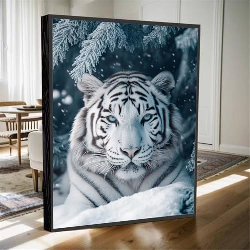 Diamond Painting Winter Diamant Painting Bilder Kinder Tiger Diamant Malerei Set, DIY Mosaikherstellung Bastelset Erwachsene, Diamantmalerei Bilder Arts als Geschenk für Home Wand Décor 60x45cm M-571 von YOOYLLCY