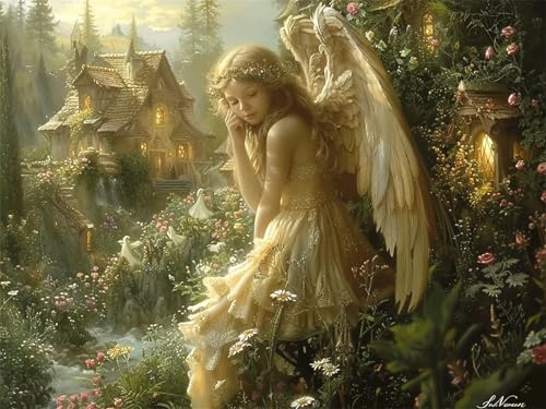 Engel Diamond Painting Erwachsene, 5D Diamant Painting Wald Bilder Kinder, DIY Vollbohrer Diamanten Malerei Stickerei Kreuzstich Basteln Mädchen 10 Jahre Geschenke Home Wand Dekor 10x15 cm K-122 von YOOYLLCY