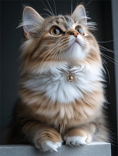 Katze Diamond Painting Erwachsene, 5D Diamant Painting Tier Bilder Kinder, DIY Vollbohrer Diamanten Malerei Stickerei Kreuzstich Basteln Mädchen 10 Jahre Geschenke Home Wand Dekor 60x80 cm K-518 von YOOYLLCY