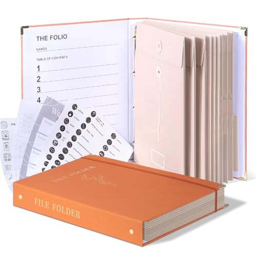 Organizer für wichtige Dokumente, Folio-Ordner mit Taschen, Fächermappe für wichtige Papiere, Notfallordner, Geburtsurkunden, Sozialversicherungskarten und Pässe (orange) von YOPCDJ
