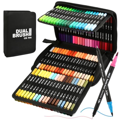 YOPEUC 120 Farben Dual Brush Pen Set,Filzstifte Dicke und Dünne,Pinselstifte Setmit Schwarzem Etui,Doppelfasermaler Pinselstifte für Bullet Journal, Kalligraphie, Manga YOPEUC 120 Farben Dual Brush Pen Set,Filzstifte Dicke und Dünne,Pinselstifte Setmit Schwarzem Etui,Doppelfasermaler Pinselstifte für Bullet Journal, Kalligraphie, Manga von YOPEUC