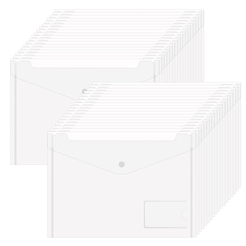 YOPEUC 36 Stück Dokumententasche A4,Transparent Dokumententasche Kunststoff mit Druckknopf,Dokumententasche A4 Abheftbar,Document Wallet für Dokumente Organisieren 32,5 x 23,5cm von YOPEUC
