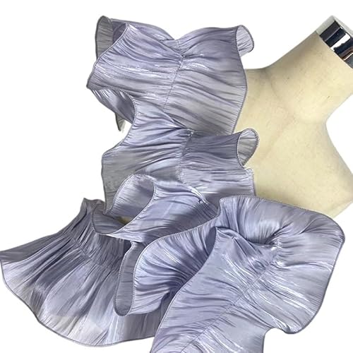 1 Yard Big Wave Spitzenstoff – Plissee-Netz-Organza for DIY-Styling und Rüschenkleid-Accessoires(Grey blue purple) von YOPI