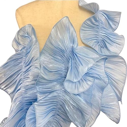 1 Yard Big Wave Spitzenstoff – Plissee-Netz-Organza for DIY-Styling und Rüschenkleid-Accessoires(Sky Blue) von YOPI