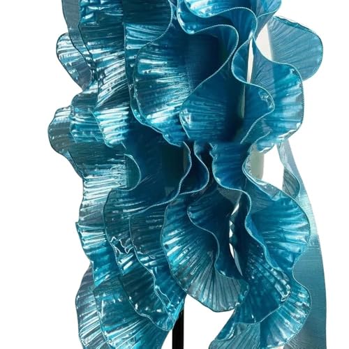 1 Yard Metallwellen-Spitzenstoff mit Plissee und Rüschen – 15 cm breites Dekorationsmaterial for Basteln und Nähen(Blue) von YOPI