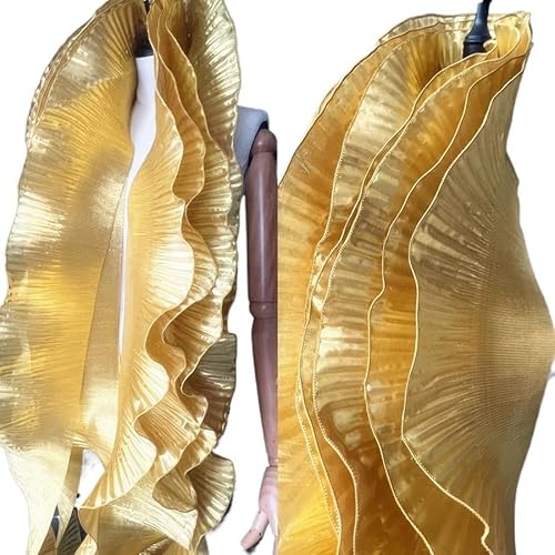 1 Yard Metallwellen-Spitzenstoff mit Plissee und Rüschen – 15 cm breites Dekorationsmaterial for Basteln und Nähen(Golden) von YOPI