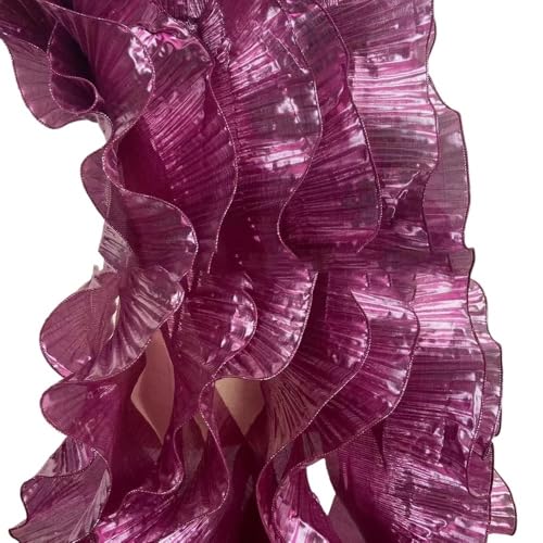 1 Yard Metallwellen-Spitzenstoff mit Plissee und Rüschen – 15 cm breites Dekorationsmaterial for Basteln und Nähen(Rose Pink) von YOPI