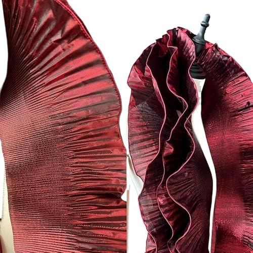1 Yard Metallwellen-Spitzenstoff mit Plissee und Rüschen – 15 cm breites Dekorationsmaterial for Basteln und Nähen(Rot) von YOPI