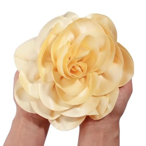 19 cm große, handgefertigte Kopfbedeckung mit Satinblumen for Bühnenauftritte und Studiofotografie(Beige) von YOPI