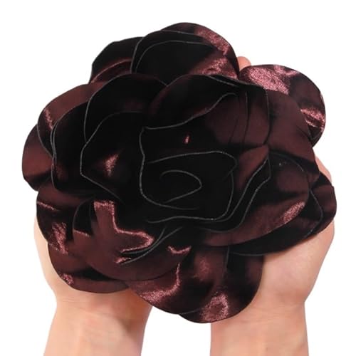 19 cm große, handgefertigte Kopfbedeckung mit Satinblumen for Bühnenauftritte und Studiofotografie(Brown) von YOPI