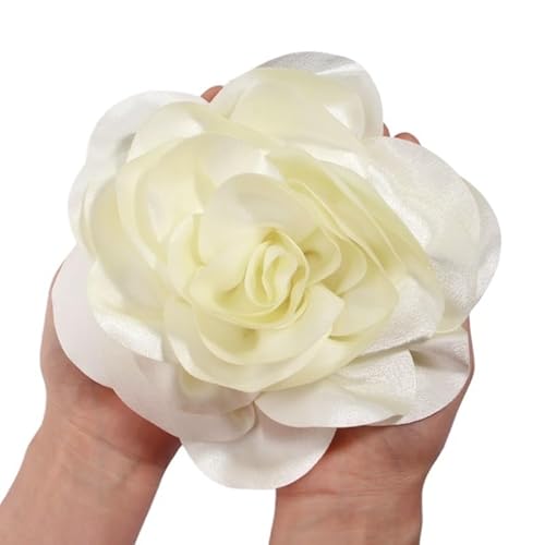 19 cm große, handgefertigte Kopfbedeckung mit Satinblumen for Bühnenauftritte und Studiofotografie(Cream) von YOPI